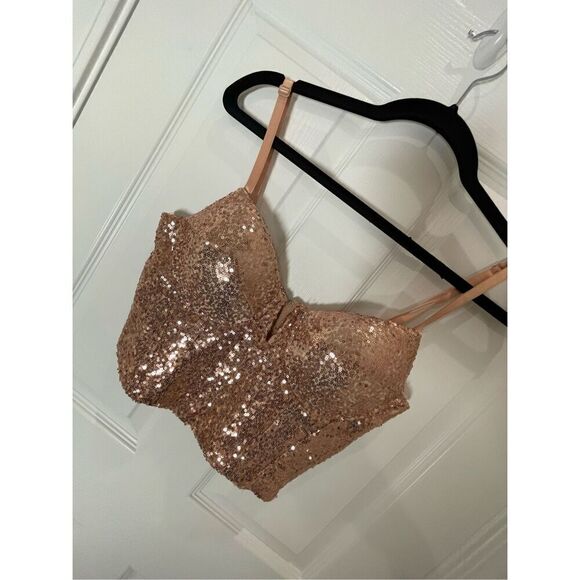 Fashion Nova women’s sequined top peach size medium - Picture 1 of 6